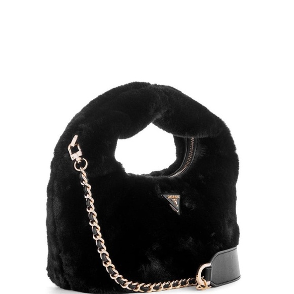 New Guess Black Shoulder Bag with Chain Strap - Picture 1 of 8